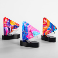 Trophée de support ovale personnalisé, bouton de jeu, trophée en verre cristal
