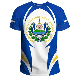 O-cuello EL Salvador bandera alta calidad camisetas de gran tamaño personalizado Impresión logotipo verano gimnasio Fitness ropa Tops a granel - Product Image 1