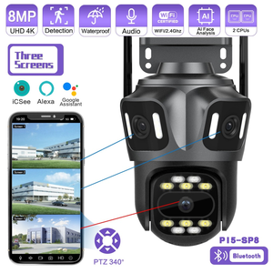 ICSee 6K HD PTZ kablosuz <span class=keywords><strong>IP</strong></span> kamera 3-Lens 3-ekran güvenlik çoklu Lens otomatik izleme Video Wifi CCTV güvenlik kamerası