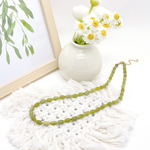 NS5124 Nuova Collana <span class=keywords><strong>di</strong></span> Perle in Pietra Naturale Ematite e Giada con Catena in Acciaio Inossidabile Placcato Oro 18K, Gioiello Quotidiano - Product Image 1