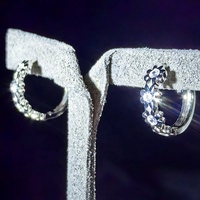 GRA perhiasan bagus D warna Moissanite wanita lucu bunga aster anting Hoop dengan 925 Sterling Silver Pass berlian Tester