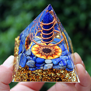 <b>Crystal</b> <b>Chip</b> Pyramid Resin Epoxy Craft Desktop Ornament Lapis Lazuli Sunflower Home Decoration Collectible Gift - Product Image 4