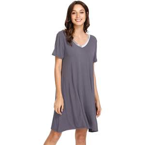 Camisón de viscosa de bambú para mujer al por mayor, manga corta, camisa de dormir refrescante, talla grande, ropa de descanso S-4X - Product Image 1