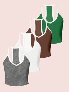 Paquete de 4 Camisetas de Tirantes Deportivas de Color Sólido para Mujer con Ribete Blanco, Camisetas sin Mangas Casuales de Punto - Product Image 1