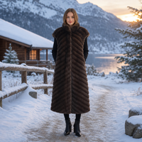 Nouveau gilet en fausse fourrure de vison pour femme, à rayures diagonales, couleur personnalisable, élégant, amincissant, longueur genou, sans manches