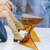 Table d'appoint géométrique torsadée en acrylique personnalisée - Finition anti-âge - Service de découpe - Pour chambre à coucher, salon, style moderne