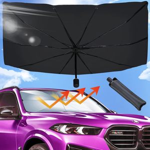 CREATION Pare-soleil de pare-brise avant de protection contre les UV Pare-soleil pliable en PVC + Titane Argent Vinyle de voiture - Product Image 6