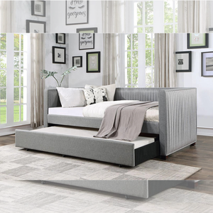 PZCN Design moderno <span class=keywords><strong>per</strong></span> giovani Double Queen Size in velluto grigio con girocollo - Product Image 1