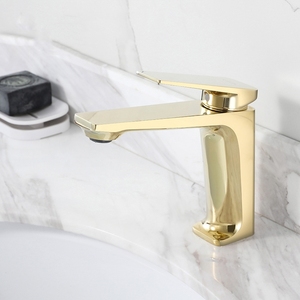 Grifo Mezclador de Agua Fría y Caliente de Latón Económico, Acabado Dorado Cromado, Montaje en Cubierta, para Lavabo de Baño LX-1033 LX-1 - Product Image 5