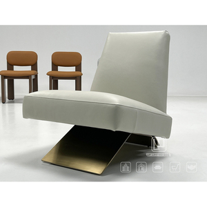 Fauteuil de salon moderne sans accoudoirs en cuir de <span class=keywords><strong>première</strong></span> qualité, dossier incliné, pour villa, <span class=keywords><strong>hôtel</strong></span>, hall d'entrée - Product Image 2