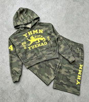 Ensemble de survêtement camouflage personnalisé imprimé, deux pièces, coupe oversize, avec sweat à capuche et short long, pour hommes