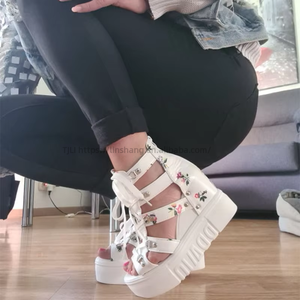 Hot Floral <b>Sandals</b> Casual Ethnic Open Toe <b>Wedge</b> <b>Sandals</b> Women's High Heels Casual Shoes for Ladies - Product Image 2