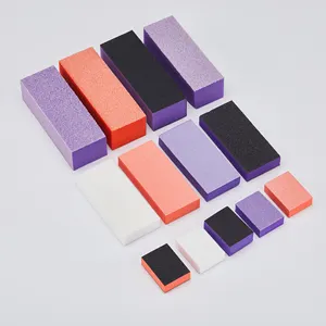 Disposable Nail Supplies Wholesale Orange Nail Sponge Buffer Blocks 2 Sides Rectangle Nail Slim Buffer