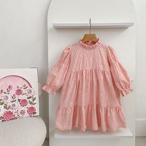 Vestito per Bambine 1-6 Anni con Ricamo Floreale, Colletto Arricciato, Outfit Autunnale in Cotone per Neonate e Bambine, Abito da Principessa - Product Image 6