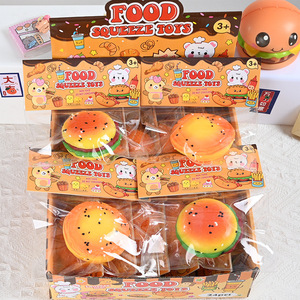 Jouet créatif de simulation alimentaire : Hamburger et pain en TPR, ensemble de jouets à presser, jouet anti-stress et sensoriel - Product Image 1