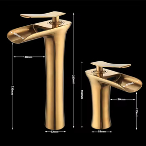 Robinet de <span class=keywords><strong>lavabo</strong></span> thermostatique en laiton <span class=keywords><strong>doré</strong></span> à trou unique, style simple, avec poignée unique pour salle de bain - Product Image 5