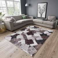 Tapis carré en polyester à poils longs de luxe nordique moderne, motif géométrique, logo personnalisé, fabrication mécanique, grande surface de couverture