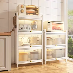 家庭用スチールキッチンキャビネット金属2/3/4/5床キッチン収納キャビネット金属アイテム食器キッチン用品キャビネット - Product Image 4