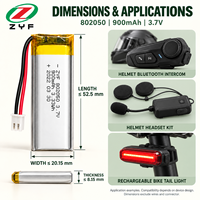 Batterie Lipo rechargeable OEM ODM de petite taille 3.7V 802050 900mAh 1000mAh pour traceur d'actifs, enregistreur de données et équipement IoT basse consommation