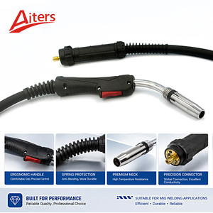 Torche de soudage au CO2 refroidie au gaz <span class=keywords><strong>36KD</strong></span> avec coque de poignée noire, longueur de câble personnalisable 3M, col de cygne pour type européen - Product Image 2
