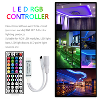 Mini Controlador RGB 5V 12V 24V 6A, Señal PWM de 3 Vías, Control Remoto Inalámbrico IR de 44 Teclas, Atenuador para Tiras de Luces LED de Voltaje Constante