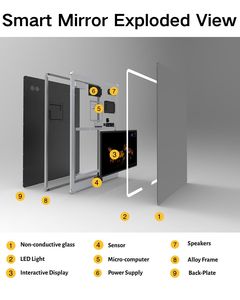 Smart-TV-Spiegel mit Touchscreen-Display, WLAN, Bluetooth-Lautsprechern, YouTube, <span class=keywords><strong>Spotify</strong></span>, Android-Betriebssystem für Badezimmer-TV, Video und Musik - Product Image 4