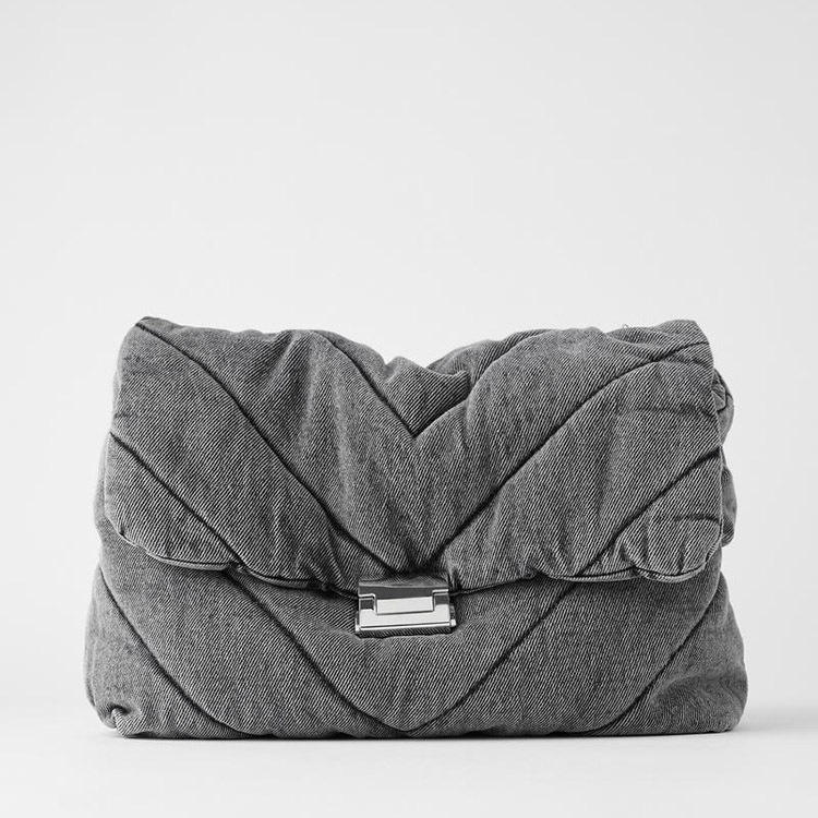 zara denim quilted bolsa