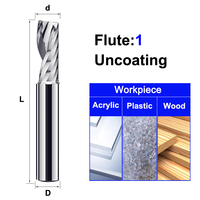 Maifix Outils de coupe CNC à une seule dent hélicoïdale, fraises en carbure monobloc, fraises à bout carré pour l'usinage de l'acrylique, de l'aluminium et du bois