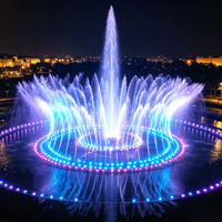 Système de jets d'eau musicaux dansants personnalisés de petite taille avec spectacle de laser musical synchronisé, lumière LED RGB, fontaine pour piscine, villa, parc aquatique