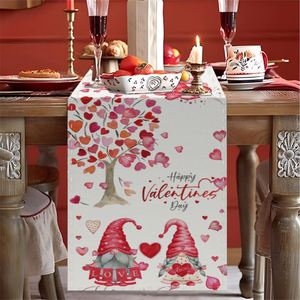Chemin de table en lin en forme de cœur pour la Saint-Valentin, décoration saisonnière pour mariage, anniversaire, cuisine et salle à manger - Product Image 2