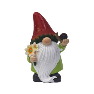 เครื่องประดับสวนรูปคนแคระหมวกแดง พลังงานแสงอาทิตย์ ทำจากเรซิ่น ตกแต่งภายนอกอาคาร มีไฟประดับ ตกแต่งสวนและลานบ้าน - Product Image 5