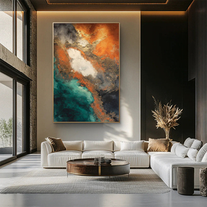 Quadri Moderni Dipinti a Mano al 100% su Tela Grande: <span class=keywords><strong>Nuvole</strong></span> Dorate e Cielo Blu - Dipinto a Olio su Tela per Decorazione Murale - Product Image 4