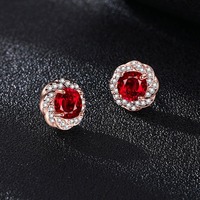 Ensemble de bijoux en cuivre plaqué or rose ACME, collier en gros, zircon rouge incrusté, halo personnalisable, accessoires de mode pour femmes