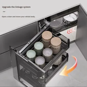 Tiroir de cuisine moderne à glissière semi-sortante, petit panier de rangement multifonctionnel pour armoire, idéal pour épices, snacks et rangement d'angle, réglable pour salle à manger - Product Image 1