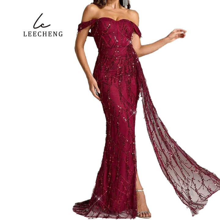 Luxury Crystals Diamonds Slit elegant Sheath Fishtail Dress Women Sexy Evening Party Performance Photoshoot Stage Dress main image 1