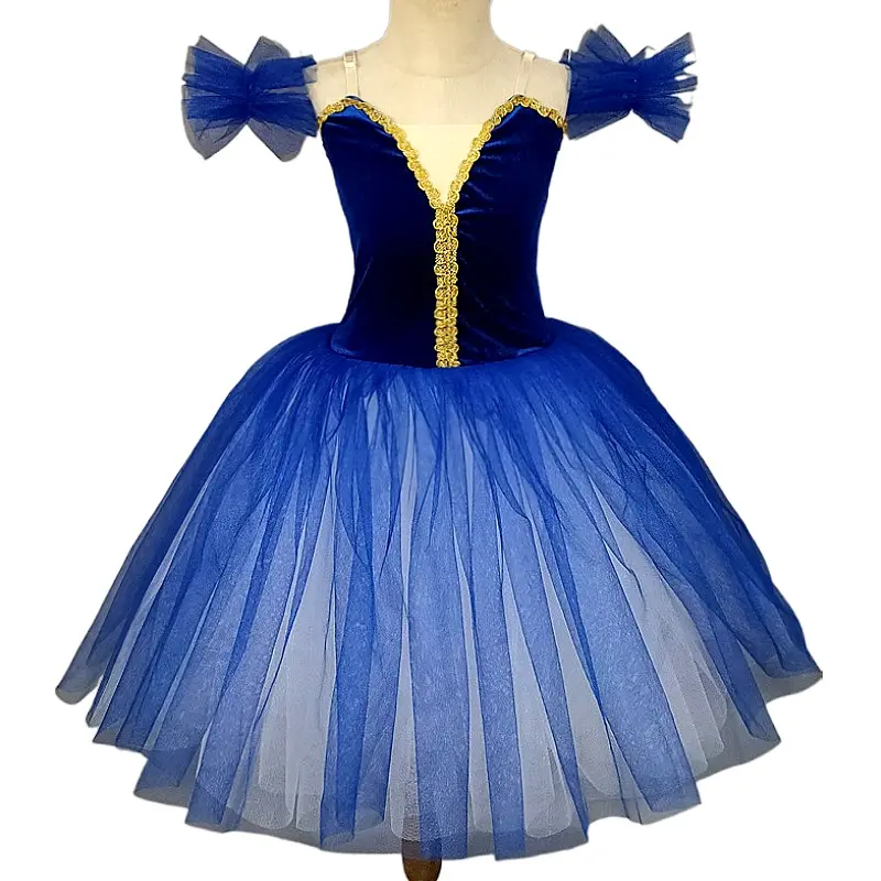 Professionnel filles enfants velours lac des cygnes Ballet danse Costume princesse Ballet Tutu gaze jupe robe Dancewear