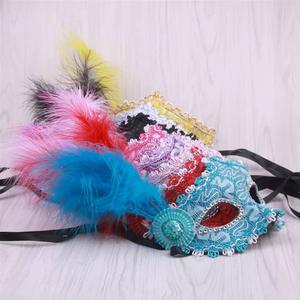 Ensemble de masques de princesse de Venise avec plumes latérales, petit chapeau de mascarade pour festival, fête, spectacle de scène, fournitures de fête de haute qualité - Product Image 1