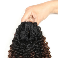 BSM – mèches Afro bouclées, queue de cheval, 18 à 20 pouces, tissage de cheveux humains doux et longs, ombré T1B/4/27, Extensions de cheveux