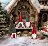 Zaves Christmas Gnomes sans visage Figurine elfe en peluche avec chapeau tricoté Décoration de la maison Poupée pour Noël