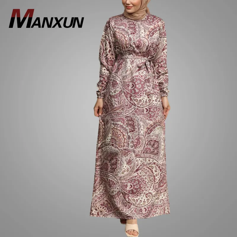 High End Fashion Floral Muslim Dress New Style Elegant Manxun Abaya Wholesale Pakistani Women Clothes