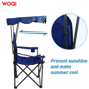 เก้าอี้พับแคมป์ปิ้ง Woqi สีน้ำเงิน ผ้า Oxford โครงอะลูมิเนียม พกพาสะดวก ใช้ได้ทั้งกลางแจ้งและในสวน พร้อมหลังคาและที่วางแก้ว - Product Image 5