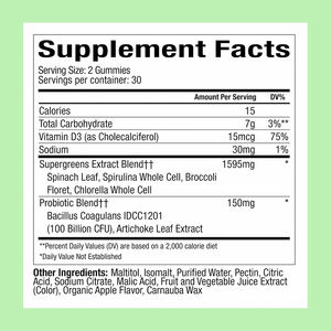 Suplemento Dietético en Gomitas con Mezcla de Extractos de Super Greens Orgánicos de Marca Privada OEM Solilan con Fibra Antioxidante y Probióticos en Venta - Product Image 3