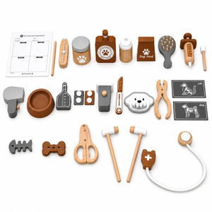 Ensemble de jouets de dentiste en bois pour enfants, jeu de rôle avec seringue, stéthoscope et trousse médicale - Product Image 1
