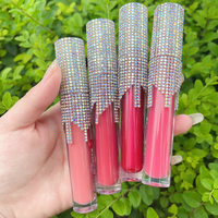 DIY Private Label Nude Lip Gloss Vendeur Liquide Mat Lipstick Vegan Rhinestone Lipgloss With Diamond