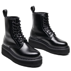 Botas Martin - Botas cortas ligeras con suela gruesa y forro negro puro para mujer, botas de cuero genuino para hombre y mujer - Product Image 5