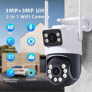 Cámara de seguridad WiFi iCSee de 6MP para exteriores, impermeable, con detección humana por IA, disuasión activa, luz estroboscópica y alarma de audio, cámara IP PT - Product Image 2