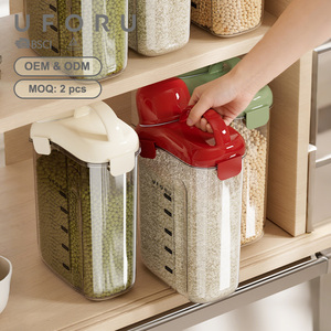 UFORU Recipiente Transparente de Plástico para Almacenamiento de Alimentos y <span class=keywords><strong>Cereales</strong></span> con Asa para Cocina, Contenedores Herméticos para Granos, Recipiente para Arroz - Product Image 1