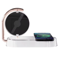 Pas cher Mini 3D holographique WIFI yeux nus 10w USB charge sans fil avec le tactile veilleuse bureau 3D hologramme led ventilateur