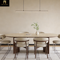 Ensemble de table à manger moderne 2026, table ovale en pierre frittée, ensemble de salle à manger 6 chaises, ensemble de salle à manger en bois Japandi