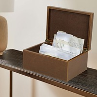 Boîte à souvenirs en bois de grande taille, avec cadre en bois et revêtement en simili cuir, idéale pour ranger des accessoires précieux et des objets divers sur le bureau
